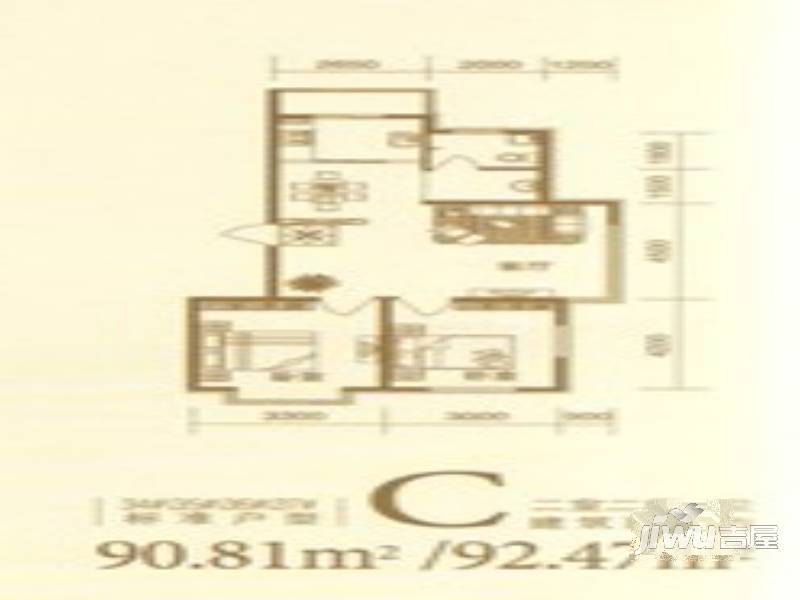 河东馨苑2室2厅1卫101.5㎡户型图