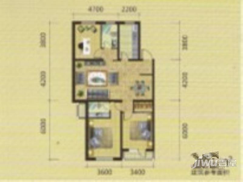 金城福邸2室2厅1卫71㎡户型图