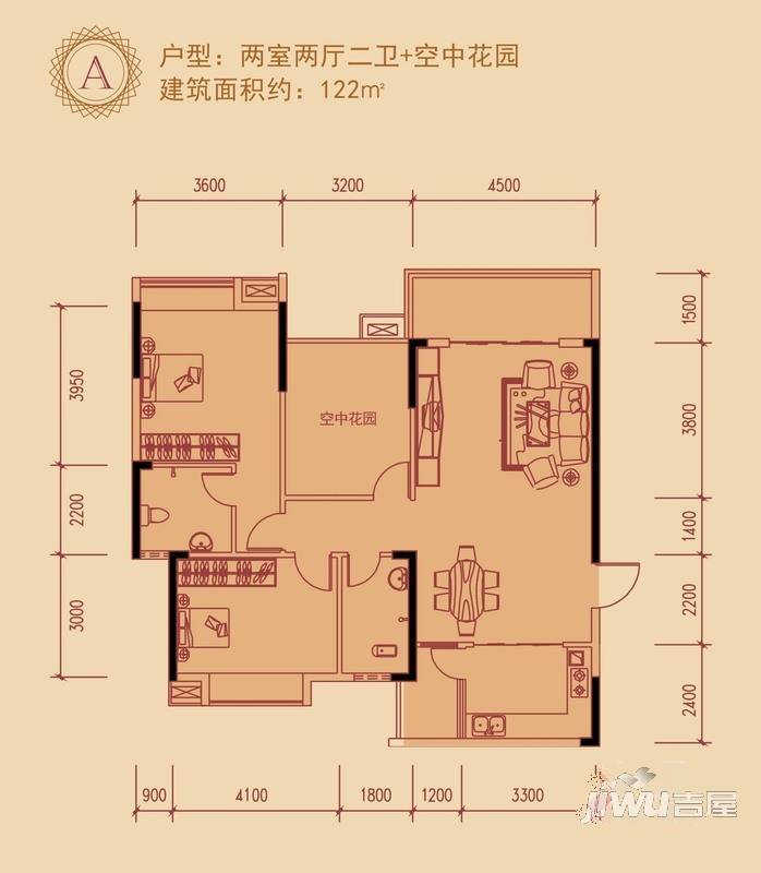 云山福邸1室1厅1卫45㎡户型图
