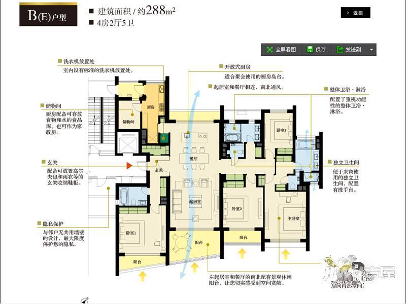 裕沁庭4室2厅5卫288㎡户型图