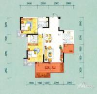 筑境100二期2室2厅2卫95.4㎡户型图