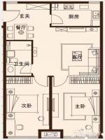 尚乐城2室2厅1卫88㎡户型图