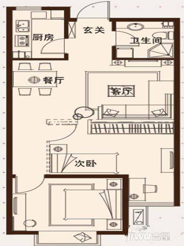 尚乐城2室2厅1卫70㎡户型图