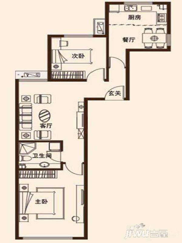 尚乐城2室2厅1卫73㎡户型图
