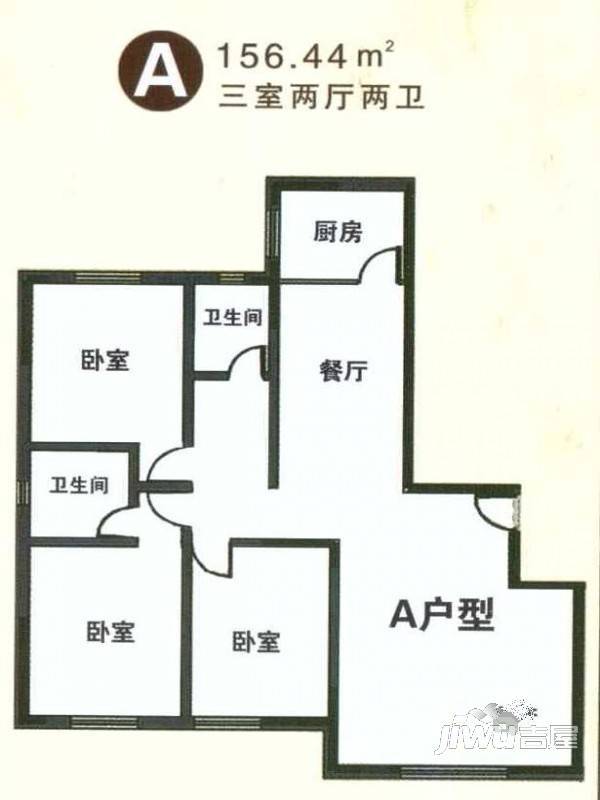 中祥锦官家园3室2厅2卫156.4㎡户型图