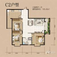 左岸城邦3室2厅1卫106.5㎡户型图