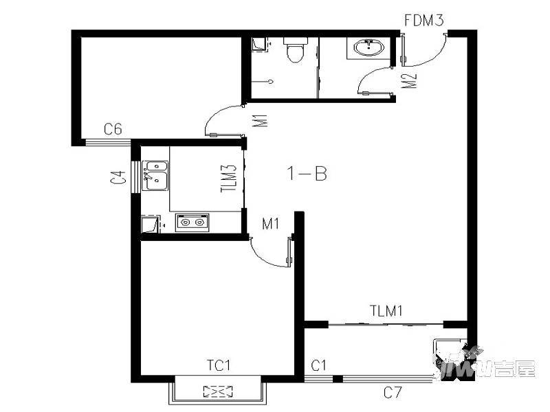 玉龙湾普通住宅85.5㎡户型图