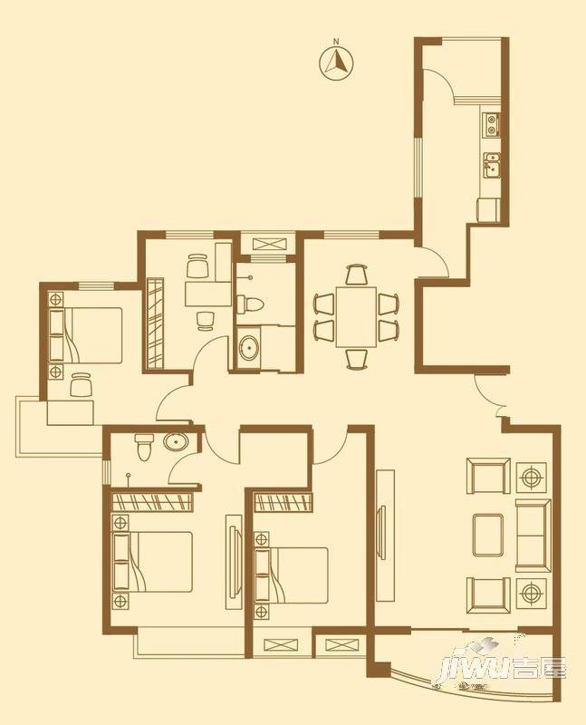 鼎鑫莲韵雅苑2室2厅1卫86.7㎡户型图