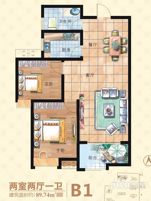 瑞鸿湖畔名居3室2厅2卫121.1㎡户型图