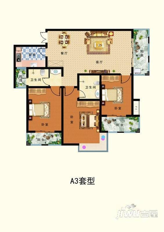 怡通蓝堡佳苑普通住宅140㎡户型图