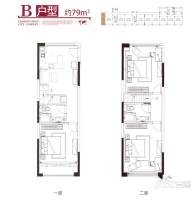 大成广场3室1厅2卫79㎡户型图