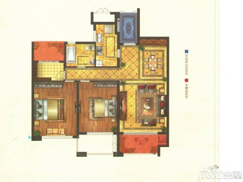 御景天成3室2厅1卫105.4㎡户型图