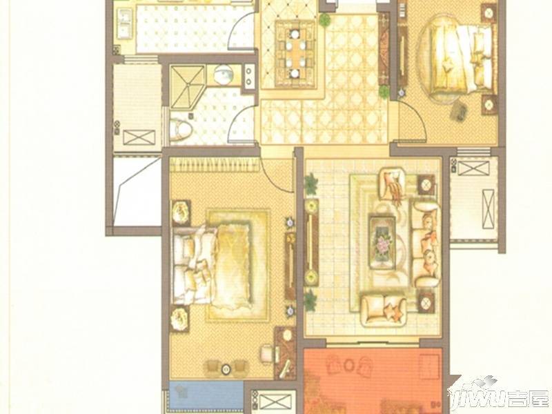 御景天成3室2厅1卫105.4㎡户型图