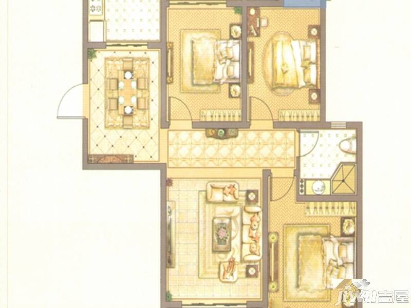 御景天成3室2厅1卫105.4㎡户型图