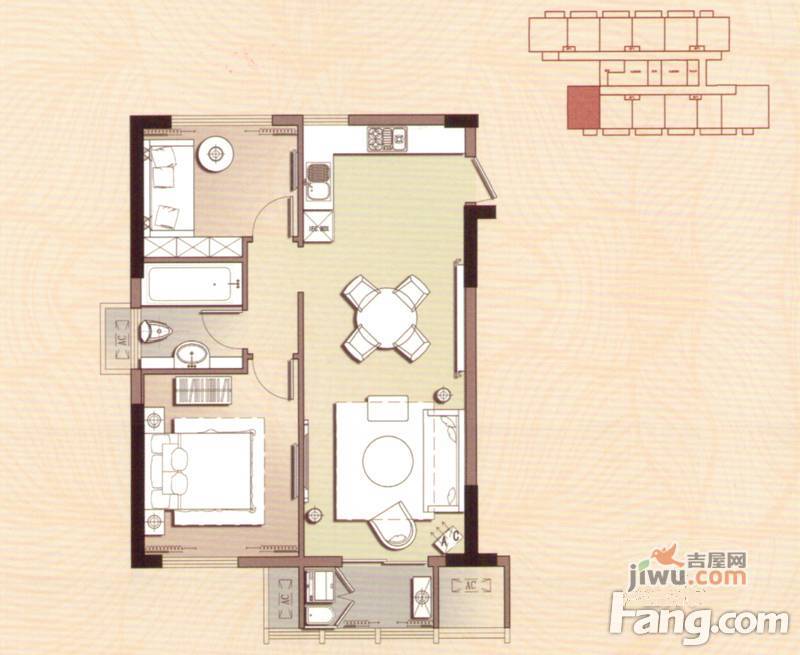 天和公馆2室2厅1卫87㎡户型图