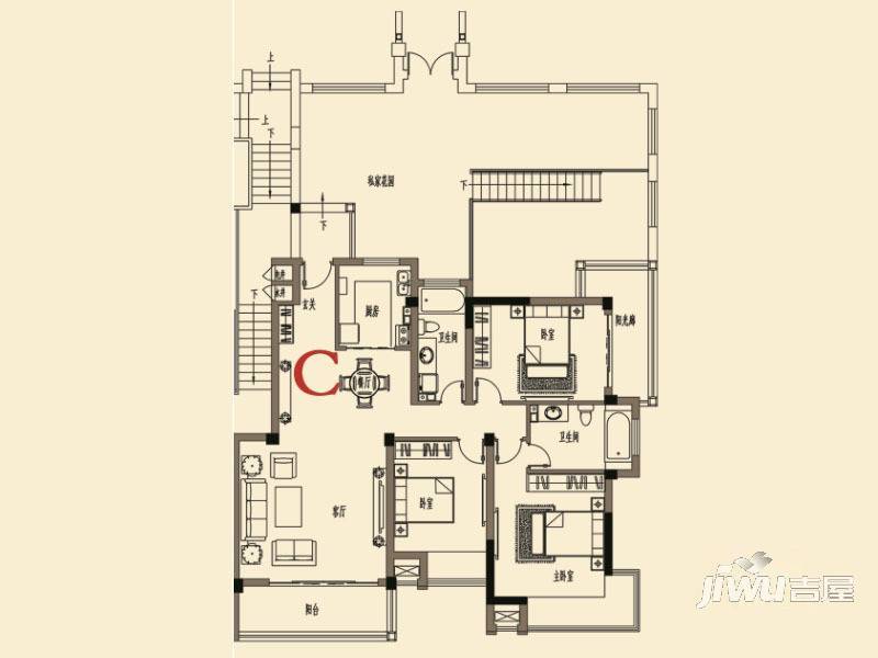 登州府第馨水城3室2厅2卫135.7㎡户型图