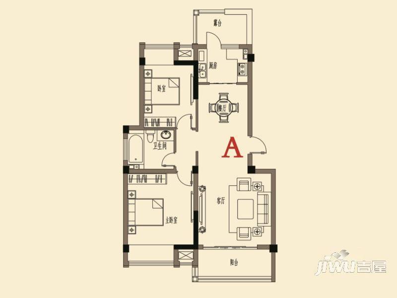 登州府第馨水城2室2厅1卫93㎡户型图