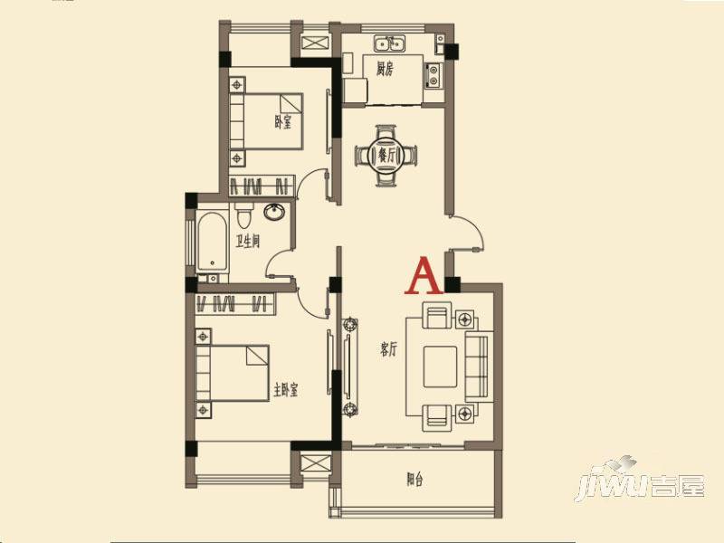 登州府第馨水城2室2厅1卫93㎡户型图