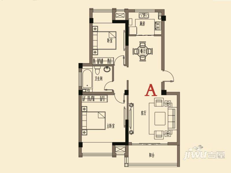 登州府第馨水城2室2厅1卫93㎡户型图