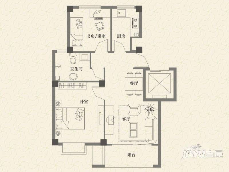 福缘雅居2室2厅1卫72.2㎡户型图