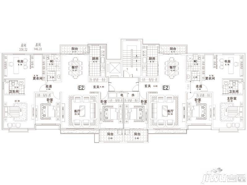 豫林嘉园4室2厅2卫180㎡户型图