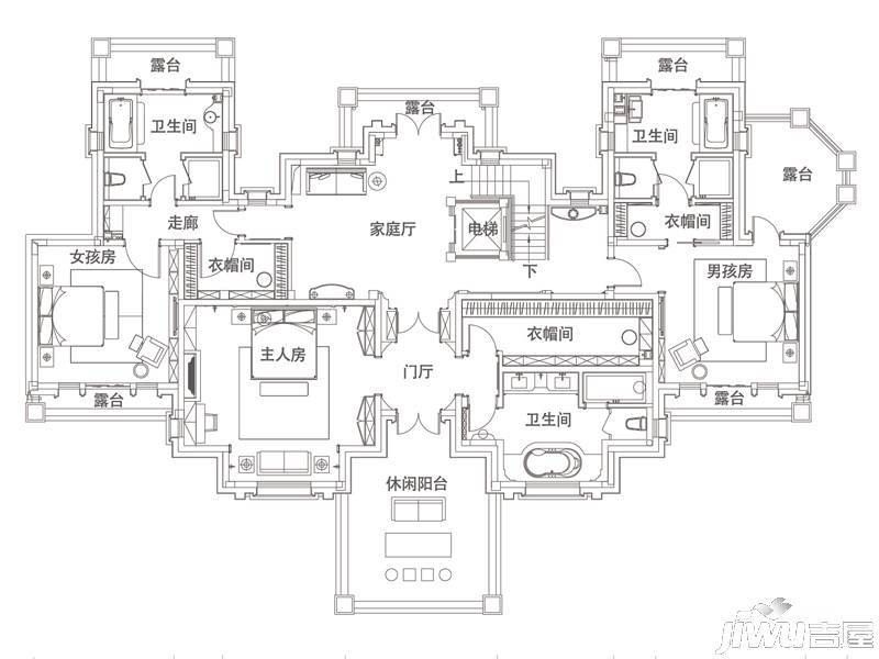 银丰唐郡·桂花园3室2厅2卫137㎡户型图