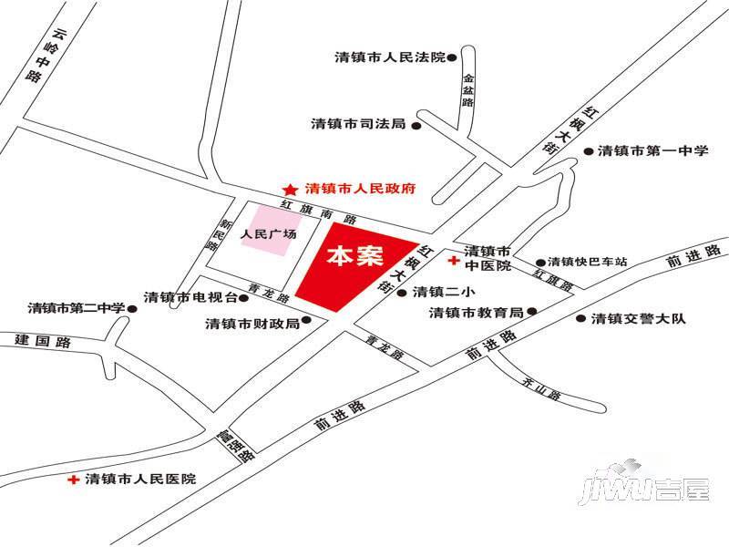 红枫中央大街位置交通图图片
