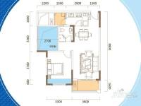 中渝万锦城1室2厅1卫69.2㎡户型图