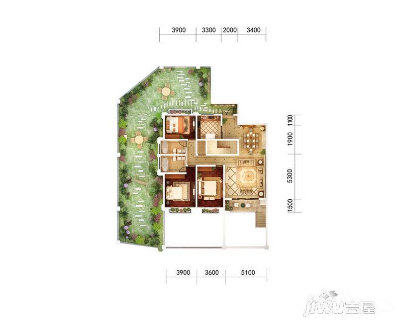 官房都铎城邦5室3厅3卫287㎡户型图