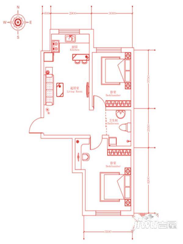 嘉惠红树湾普通住宅73.4㎡户型图