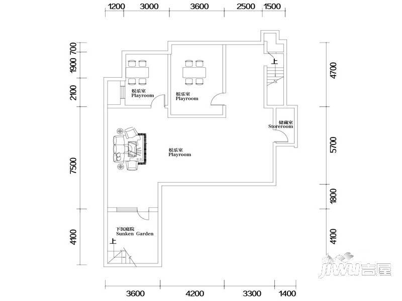 奥体玉园3室2厅2卫124㎡户型图