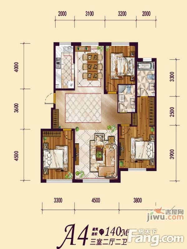 远创紫樾台3室2厅2卫140㎡户型图