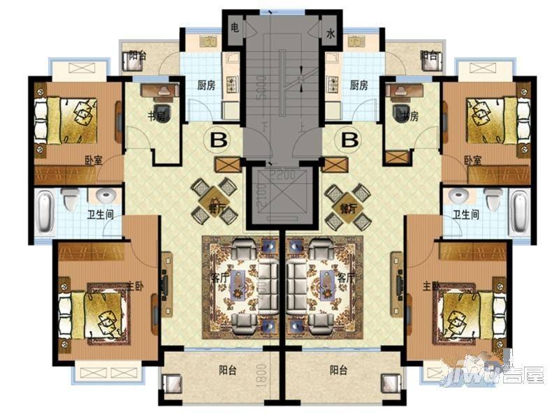 春和景明花园3室2厅1卫87.3㎡户型图