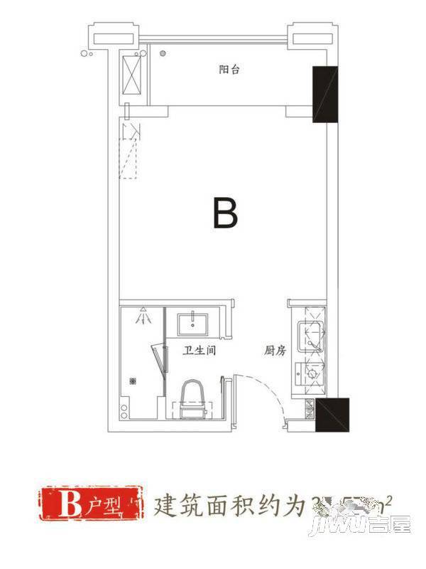 绿地学府公馆普通住宅37.6㎡户型图