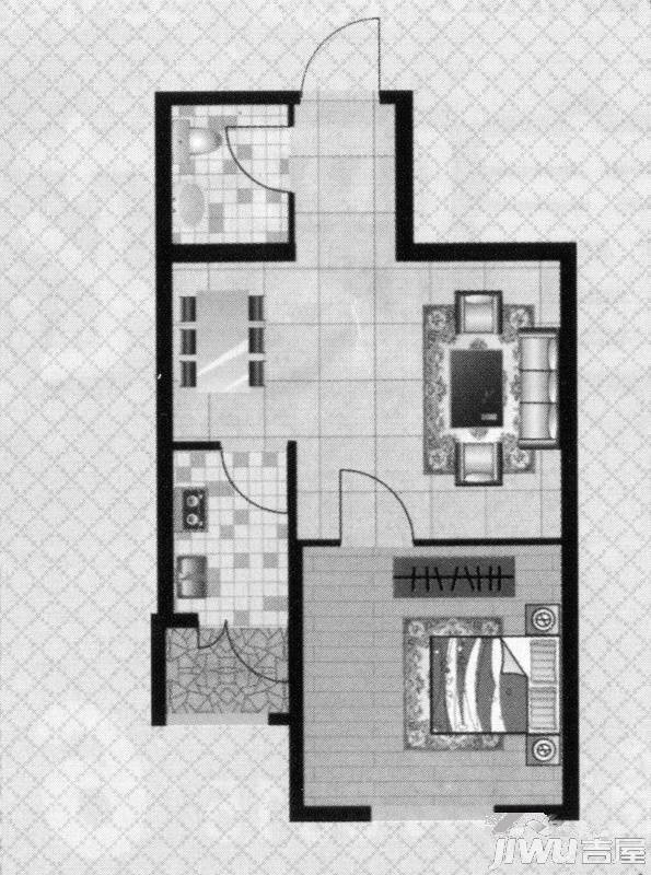盛兴新天地1室1厅1卫49.4㎡户型图