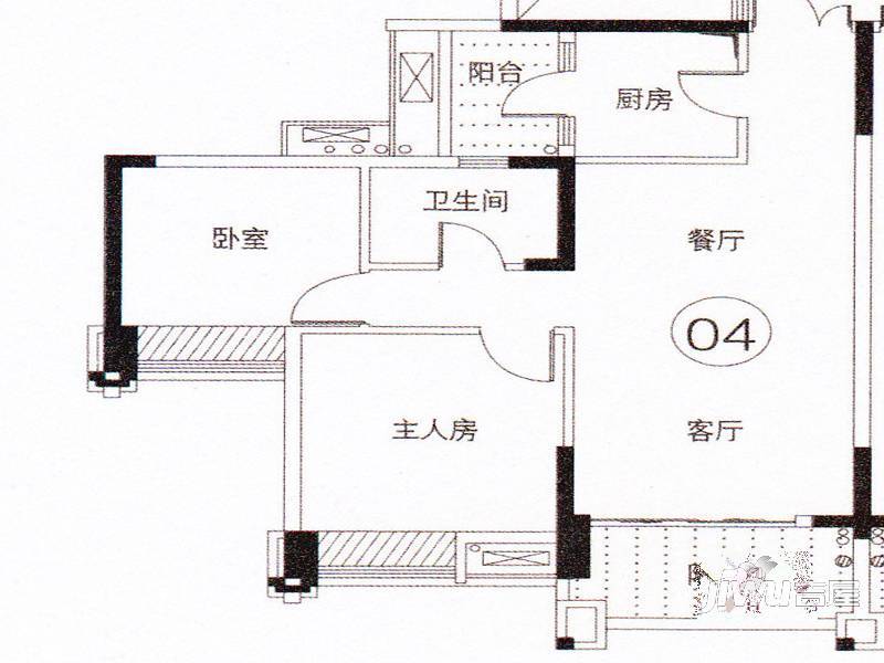 君汇尚品2室2厅1卫79㎡户型图