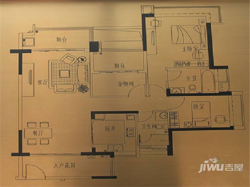 雅居乐凯茵又一城3室2厅2卫112㎡户型图