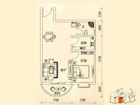 城西大厦1室1厅1卫65.2㎡户型图