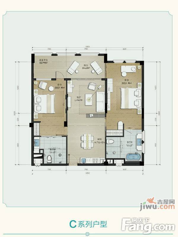 桂林罗山湖国际旅游休闲度假区2室2厅2卫130㎡户型图