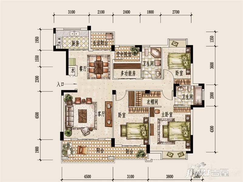 兴进上郡3室2厅2卫135㎡户型图