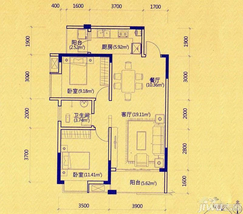 彰泰新城4室2厅2卫191㎡户型图