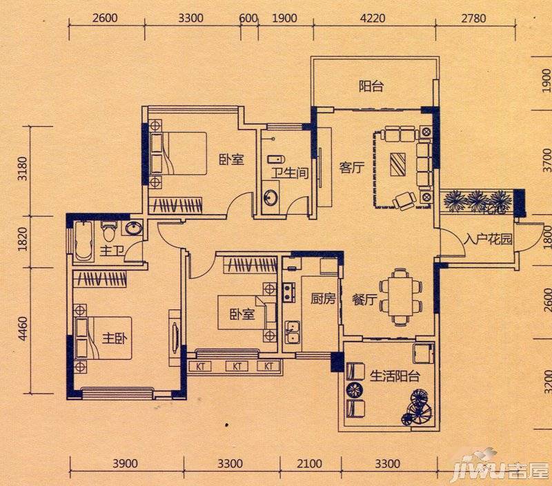 彰泰新城4室2厅2卫191㎡户型图