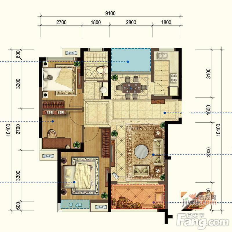 合肥宝能城3室2厅1卫94㎡户型图