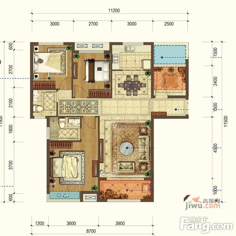 合肥宝能城3室2厅2卫115㎡户型图