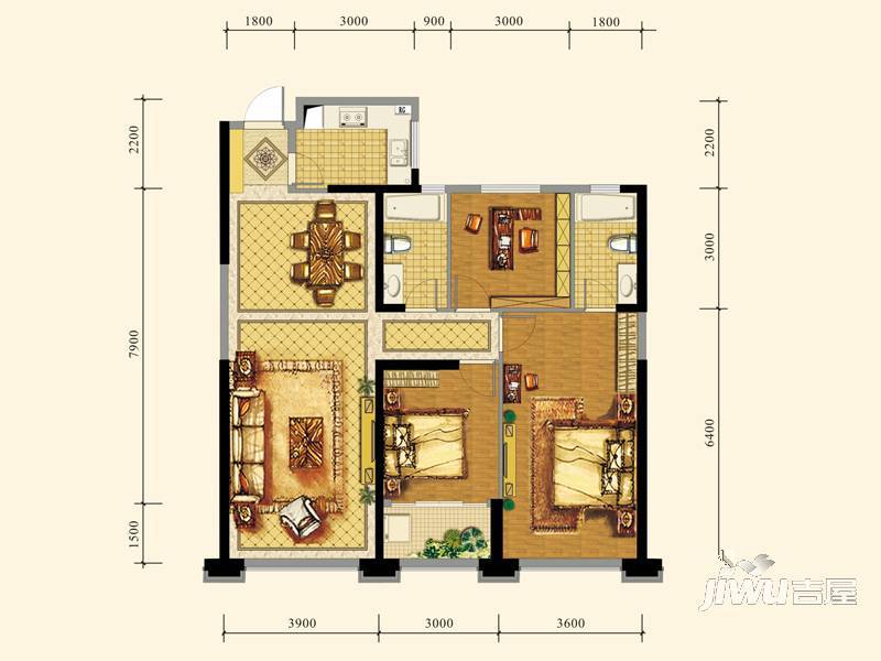 置地广场4室2厅3卫229㎡户型图