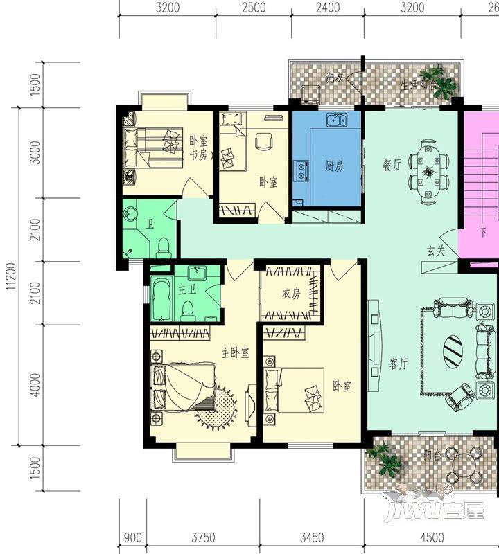 融侨观邸4室2厅2卫148㎡户型图