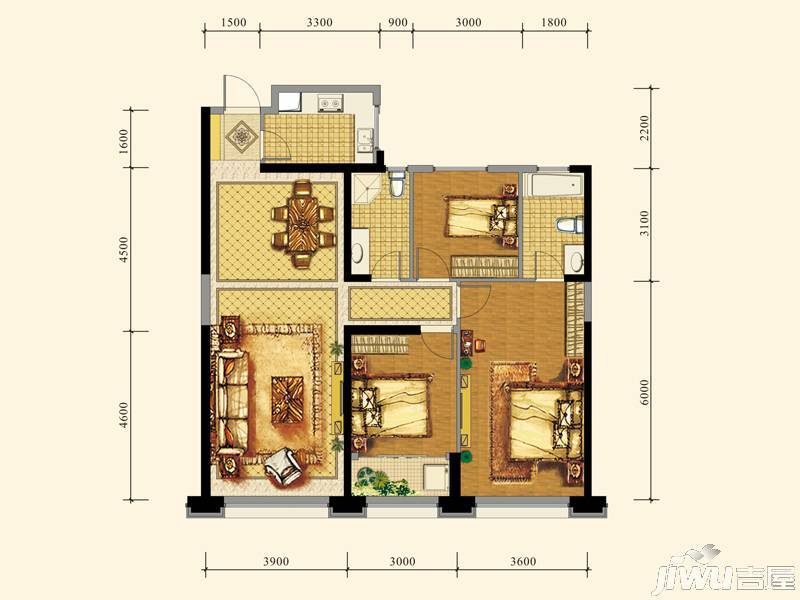 置地广场4室2厅3卫229㎡户型图