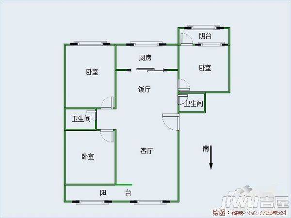 金驼小区2室1厅1卫50㎡户型图