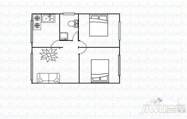 九州阳光家园2室2厅1卫71㎡户型图