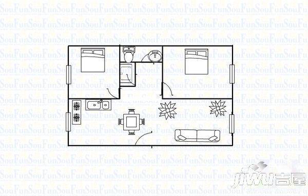 九州阳光家园2室2厅1卫71㎡户型图